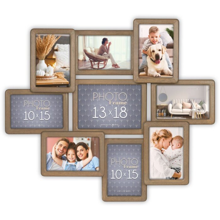 ZEP Houten Fotolijst Digione bruin 9 fotos (56x49 cm)