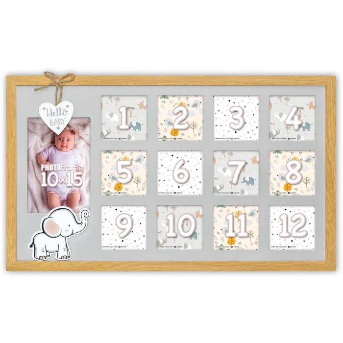 ZEP Babygalerielijst Enea 12 maanden 13 fotos hout 47x28,5 cm wandmontage