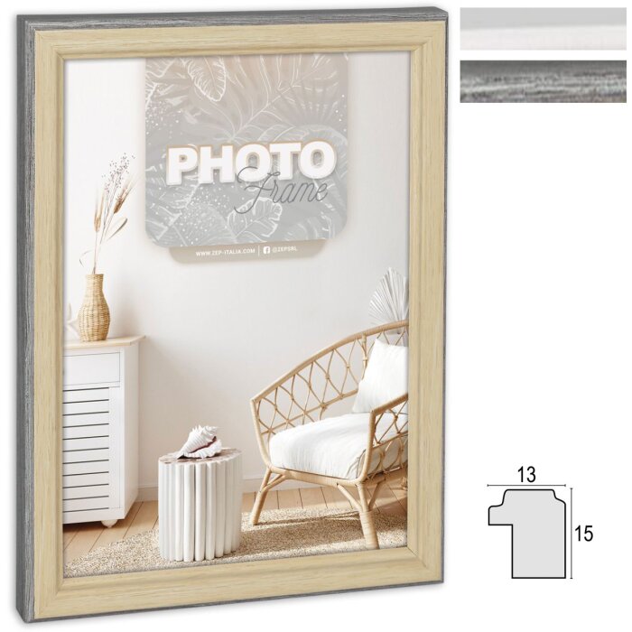 ZEP fotolijst Bensen hout look zwart wit Formaten 10x15 tot 30x40 cm