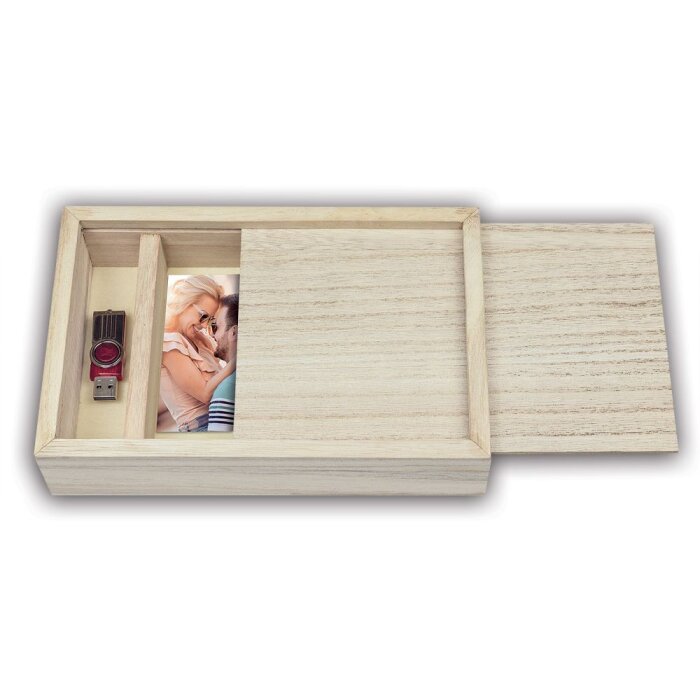 ZEP houten fotodoos bruin USB fotos 10x15 13x18 15x20 cm in 3 maten