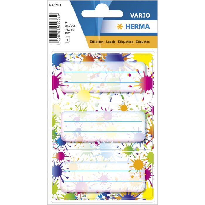 HERMA 1901 Kleur splash sticker gekleurd 76x35 mm 9 stuks