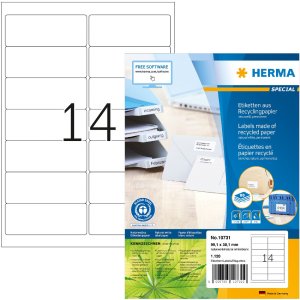HERMA 10731 Etiketten van gerecycled papier A4 99,1x38,1...