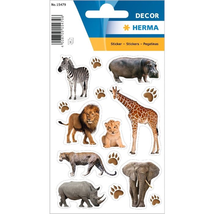 HERMA 15479 Decor Stickers Afrika Dieren Veelkleurig Set