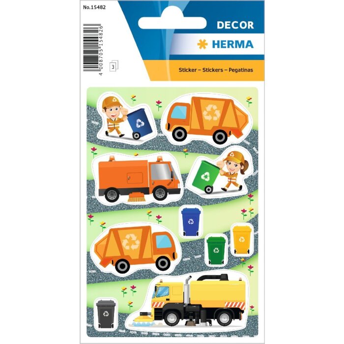 HERMA 15482 Decorstickers vuilniswagens veelkleurige set
