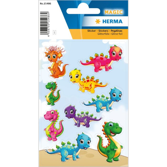 HERMA 15486 Magische Sticker Kleine Dinos glitterfolie set