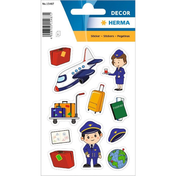 HERMA 15487 stickers piloot vliegtuig en accessoires set