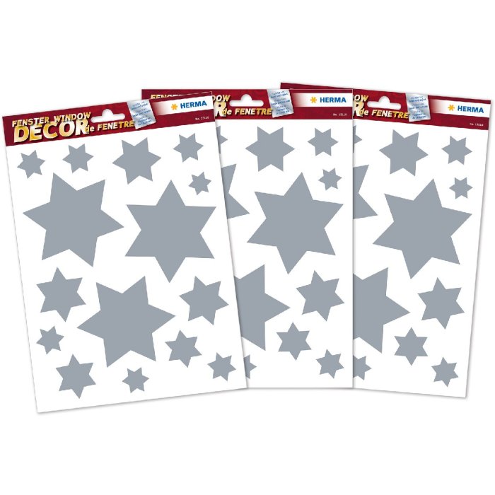 HERMA 15547 Set raamstickers kerststerren zilver 45 stuks