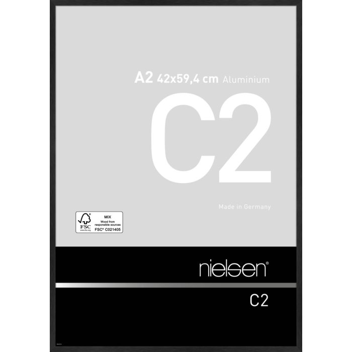 Nielsen Aluminium Fotolijst C2 structuur zwart mat 42x59,4 cm acrylglas