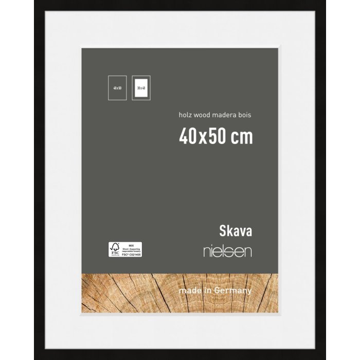 Nielsen houten fotolijst Skava zwart 40x50 cm incl. passe-partout