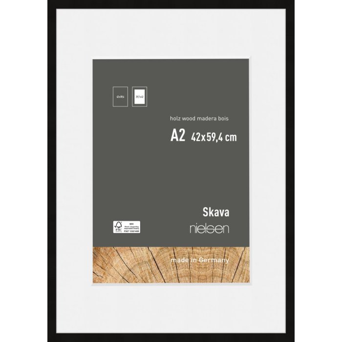 Nielsen Houten Fotolijst Skava zwart 42x59,4 cm met passepartout 29,7x42 cm