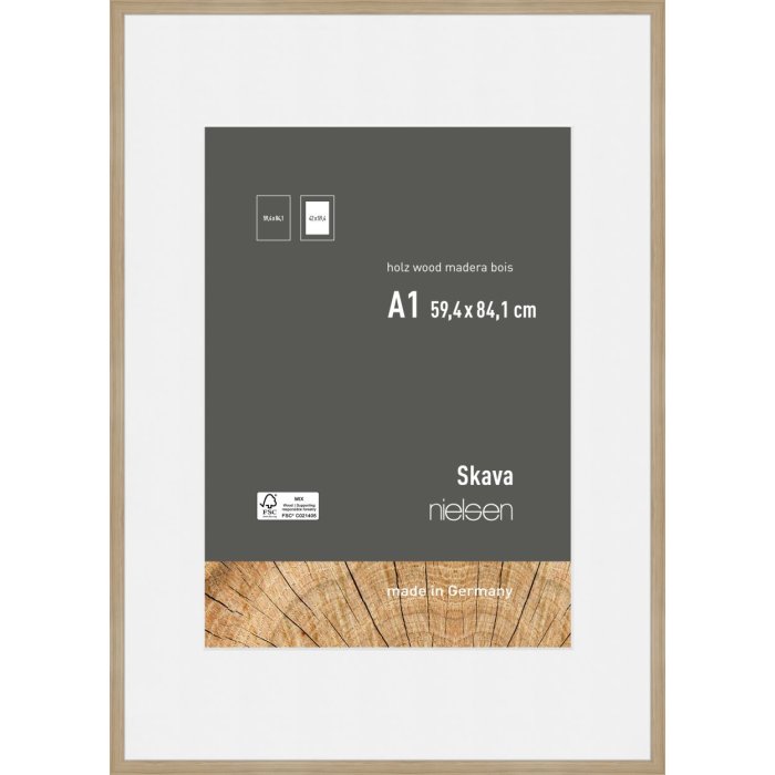 Nielsen Houten Fotolijst Skava eiken 59,4x84,1 cm met passepartout 42x59,4 cm
