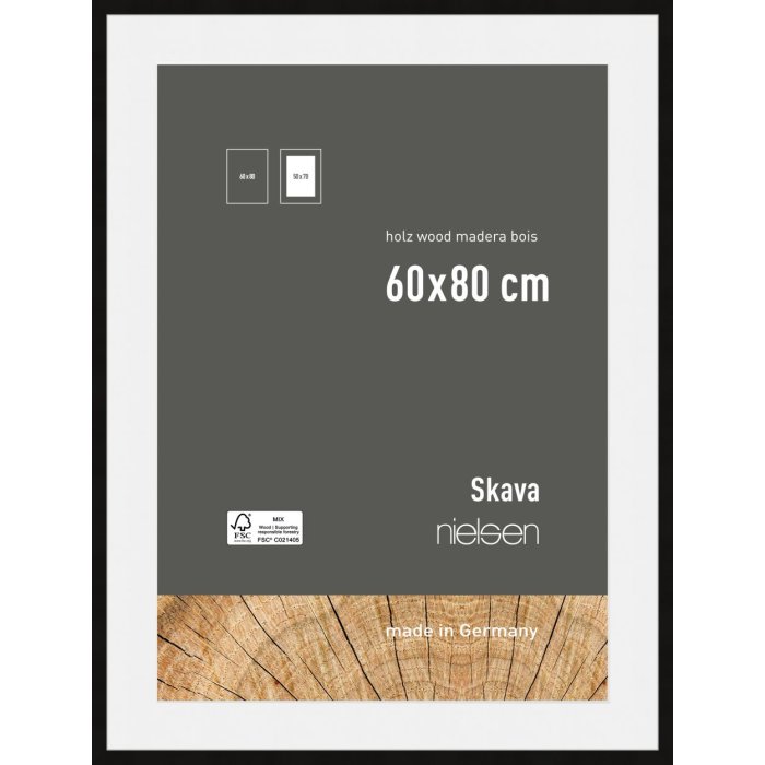 Nielsen Houten Fotolijst Skava Zwart 60x80 cm met Passepartout 50x70 cm