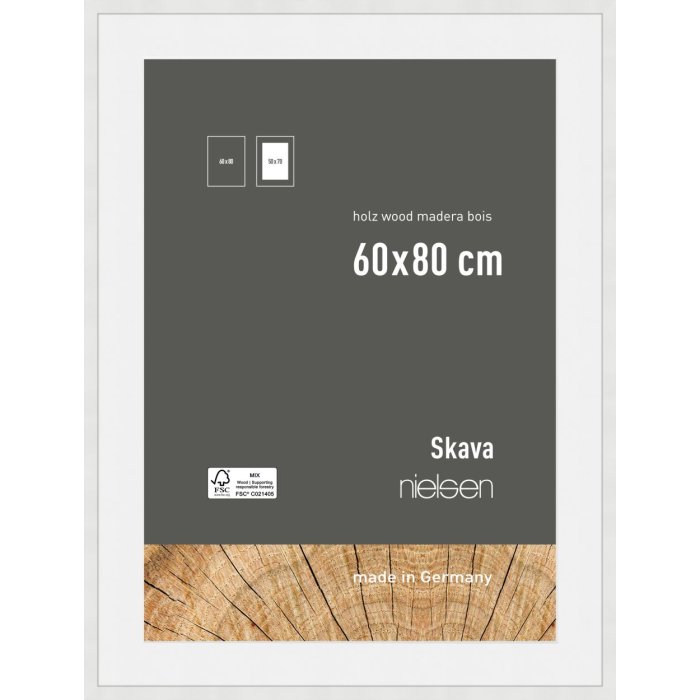 Nielsen Houten Fotolijst Skava Wit 60x80 cm met Passepartout 50x70 cm
