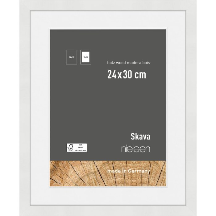 Nielsen Houten Fotolijst Skava Wit 24x30 cm met Passepartout 18x24 cm