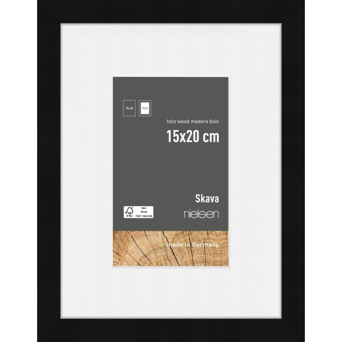 Nielsen Houten Fotolijst Skava Zwart 15x20 cm met Passepartout 9x13 cm