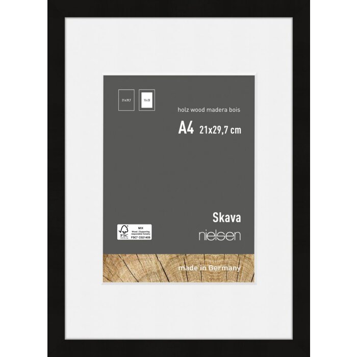 Nielsen houten fotolijst Skava zwart 21x29,7 cm passe-partout 15x20 cm