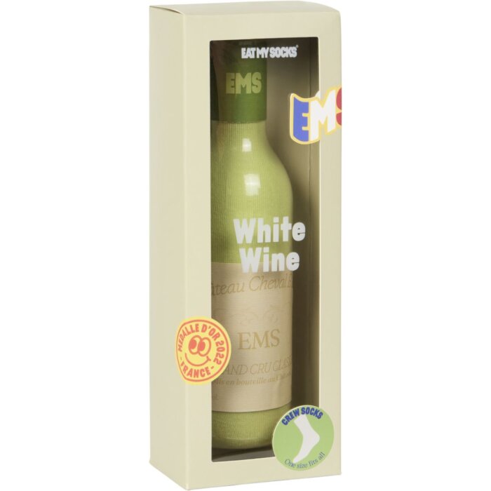 EatMySocks Crew sokken witte wijn geschenkdoos fles look 1 paar