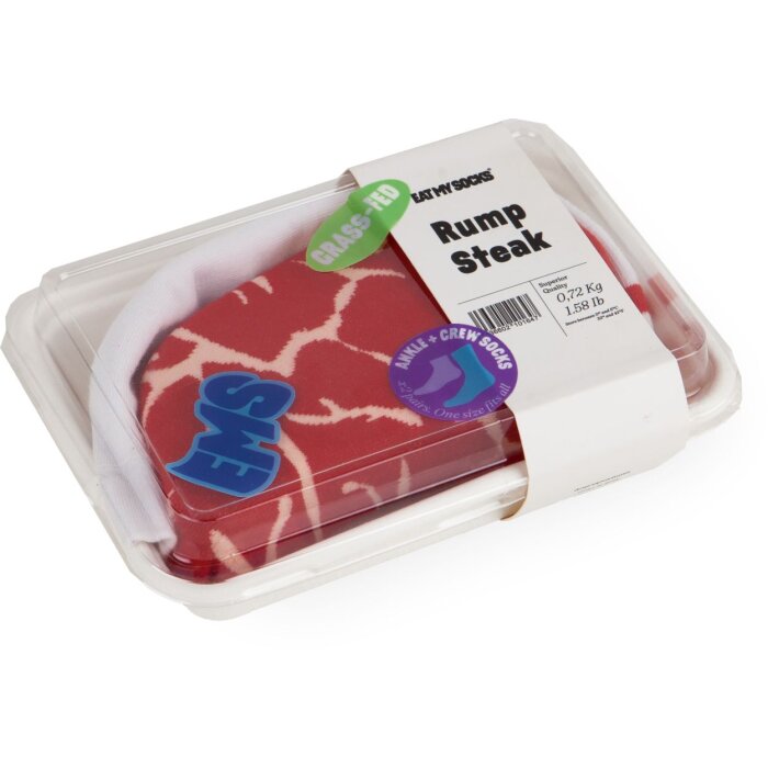 EatMySocks dubbelpak sokken Rump Steak 2 paar katoen 30° wasprogramma