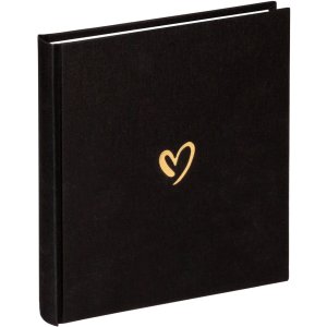 Walther fotoalbum Emotion zwart 20x20 cm 40 paginas gouden hart reliëf
