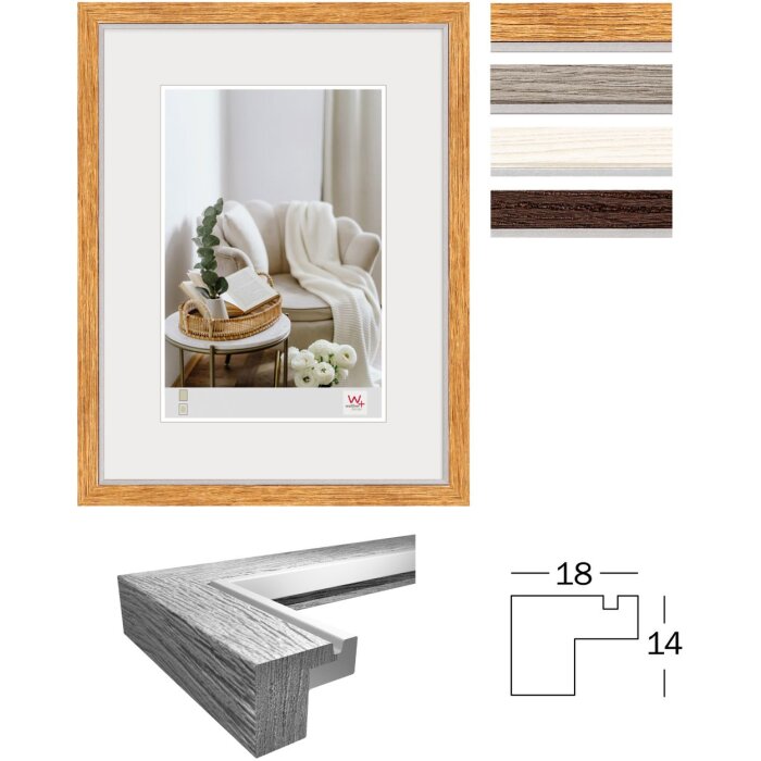 Walther fotolijst Hygge MDF met zilveren binnenrand helder glas diverse kleuren kleuren