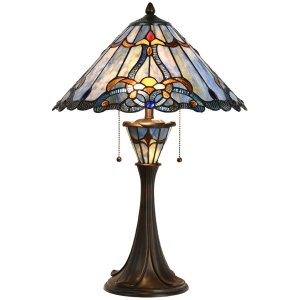 LumiLamp 5LL-6313 Tiffany tafellamp blauw Ø 40x61...