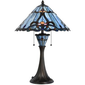 LumiLamp 5LL-6313 Tiffany tafellamp blauw Ø 40x61 cm E27-max 2x60W