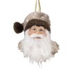 Clayre & Eef 65270 Hanger Kerstman Bruin Wit 10x9x28 cm Landelijke stijl