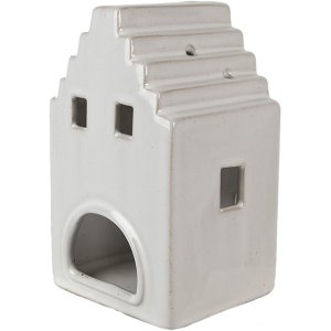 Clayre & Eef 6CE1588L Theelichthouder Kerst Cottage Beige 10x9x17 cm
