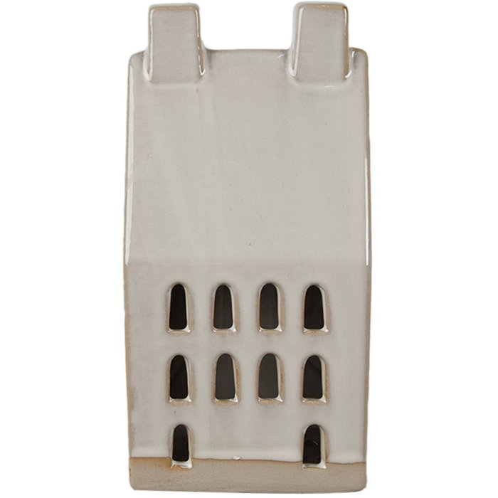 Clayre & Eef 6CE1591L Decoratiehuisje met LED Beige 9x8x18 cm