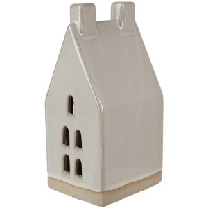 Clayre & Eef 6CE1591L Decoratiehuisje met LED Beige 9x8x18 cm