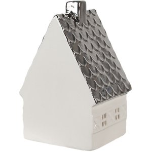 Clayre & Eef 6CE1597M Decoratiehuisje met LED Beige Zilverkleurig 8x7x12 cm