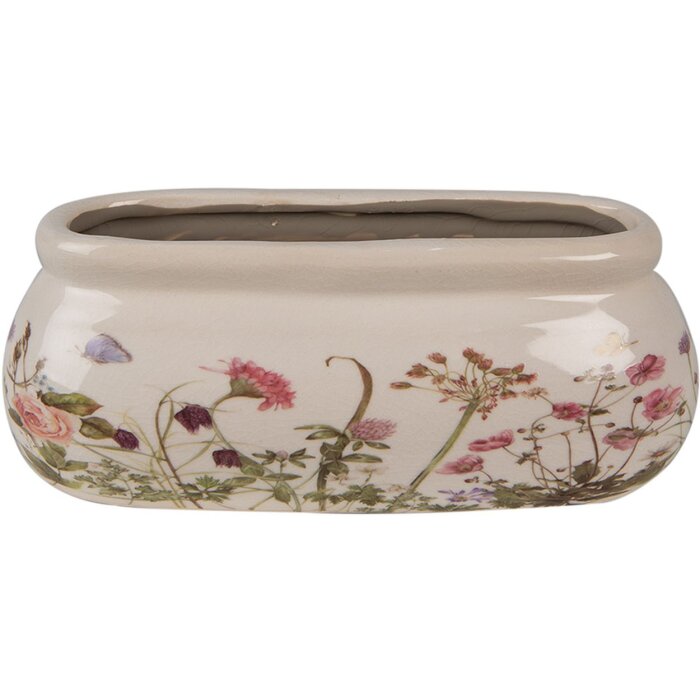 Clayre & Eef 6CE1602S Binnen Bloempot Roze Beige 18x7x7 cm