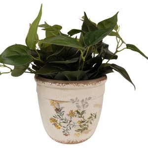 Clayre & Eef 6CE1607L Bloempot voor Binnen Beige Geel Ø 18x17 cm