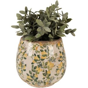 Clayre & Eef 6CE1608L Bloempot voor Binnen Beige Geel Ø 18x17 cm