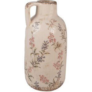 Clayre & Eef 6CE1614 Sierkan Beige Roze Ø 13x25 cm Landelijke stijl