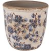 Clayre & Eef 6CE1619M Bloempot keramiek beige blauw Ø 14x14 cm