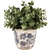 Clayre & Eef 6CE1619S Bloempot voor Binnen Beige Blauw Ø 13x12 cm