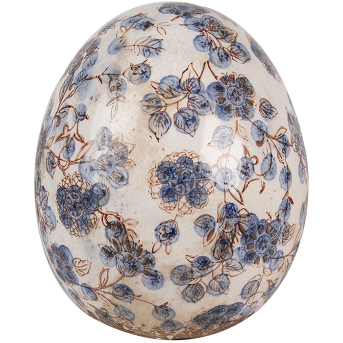 Clayre & Eef 6CE1620S Sierei Beige Blauw Ø 9x12 cm Keramiek Landelijke Stijl