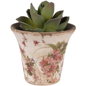 Clayre & Eef 6CE1627M Binnen Bloempot Beige Roze Ø 13x11 cm