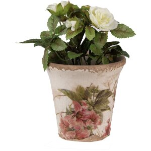 Clayre & Eef 6CE1627S Bloempot voor Binnen Beige Roze Ø 9x8 cm