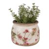 Clayre & Eef 6CE1628S Bloempot keramiek beige roze Ø 12x10 cm Landhuis