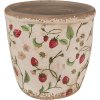 Clayre & Eef 6CE1631L Bloempot Beige Rood Ø 16x16 cm Landelijke stijl