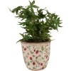 Clayre & Eef 6CE1631L Bloempot Beige Rood Ø 16x16 cm Landelijke stijl