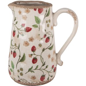 Clayre & Eef 6CE1633L Sierkan Beige Rood Keramiek...