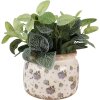 Clayre & Eef 6CE1639L Bloempot Beige Blauw Ø 20x15 cm Keramiek Landelijke Stijl