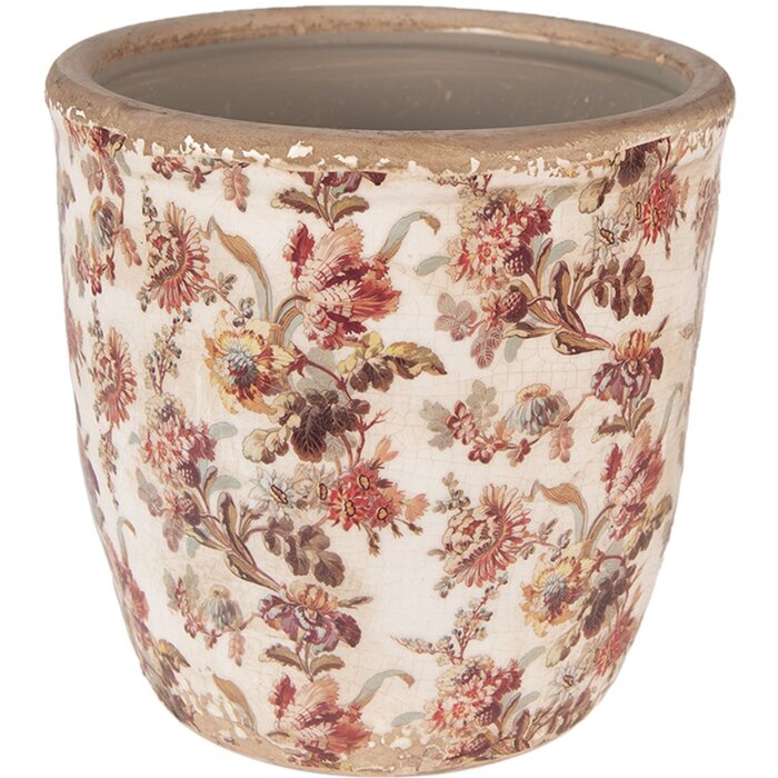 Clayre & Eef 6CE1649L Binnen Bloempot Beige Roze Ø 16x16 cm