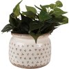 Clayre & Eef 6CE1653L Bloempot Beige Zwart Ø20x15 cm Keramiek Hartpatroon