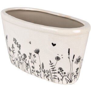 Clayre & Eef 6CEFAF0003M Binnen Bloempot Beige Zwart 23x11x11 cm
