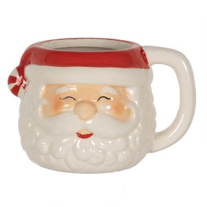 Clayre & Eef 6CEMU0133 Mok Wit Rood 15x11x9 cm - 450...