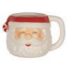 Clayre & Eef 6CEMU0133 Mok Wit Rood 15x11x9 cm - 450 ml Kerstmok